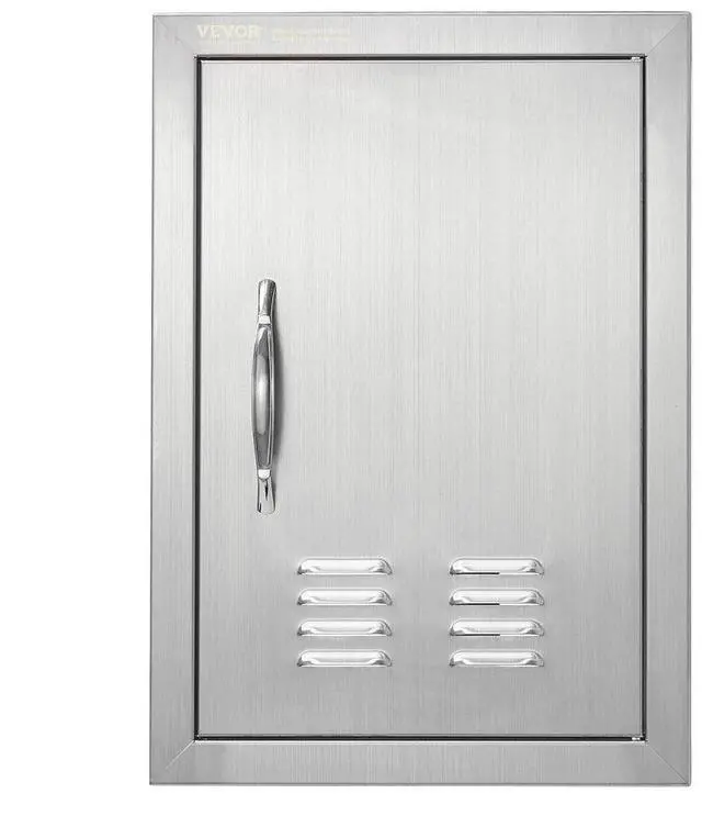 Alt view image 2 of 2 - VEVOR BBQ Access Door, 14W x 20H Inch Single Outdoor Kitchen Door, Stainless Steel Flush Mount Door, Wall Vertical Door with Handle and vents, for BBQ Island, Grilling Station, Outside Cabinet