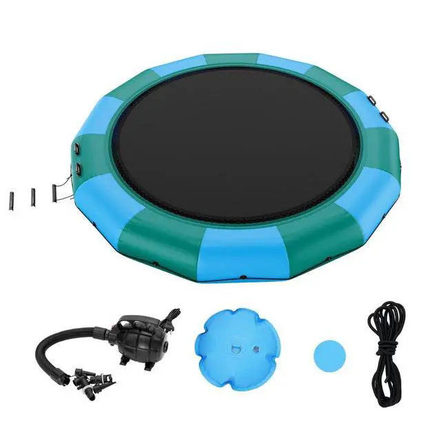 Alt view image 2 of 2 - VEVOR Inflatable Water Bouncer, 15ft Recreational Water Trampoline, Portable Bounce Swim Platform with 3-Step Ladder & Electric Air Pump, Kids Adults Floating Rebounder for Pool, Lake, Water Sports