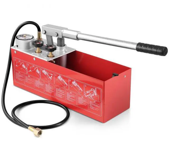 Main image of VEVOR Hydrostatic Test Pump, Max 25 bar/362 PSI, Dual Valve Hydraulic Manual Water Pressure Tester Kit with Gauge 2.8 Gal Water Tank, 4.6 ft Hose with 1/2 inch External Thread Connector for Pipeline