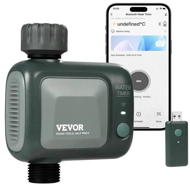 Alt view image 2 of 2 - VEVOR  WiFi Sprinkler Timer, Single Outlet, Smart Hose Faucet Water Timer with Brass Inlet, APP Control via 2.4Ghz WiFi or Bluetooth, Voice Control with Alexa Google Assistant, IPX6 for Yard Watering