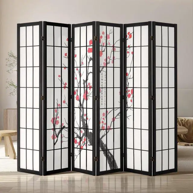 Main image of VEVOR Room Divider, 6 Panel Japanese Room Divider Screen, Wood Folding Privacy Screen Indoor, Japanese Partition Portable Decoration Dividers, for Room Separation Home Office Restaurant & Bedroom