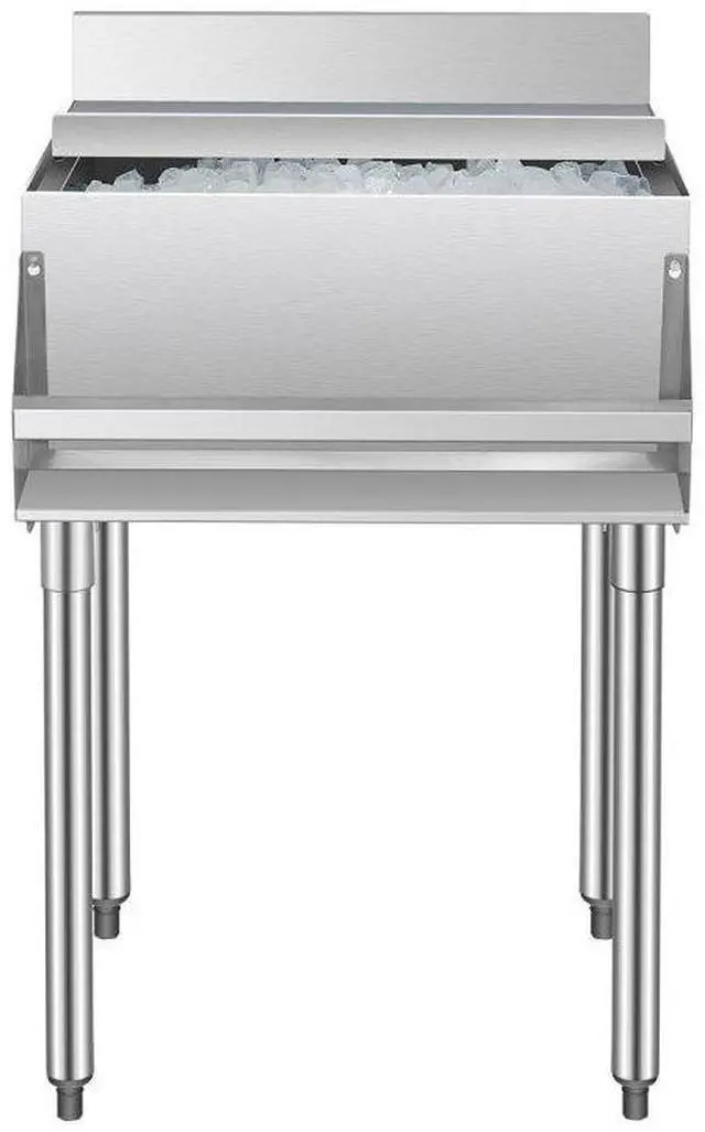 Main image of VEVOR Commercial Ice Bin, 61.6 L Underbar Ice Bin, 24 x 24.2 x 37 in Stainless Steel Ice Chest with Sliding Lid, Bottle Holders, and Adjustable Bullet Feet, Cocktail Unit for Bar, Restaurant & Pub