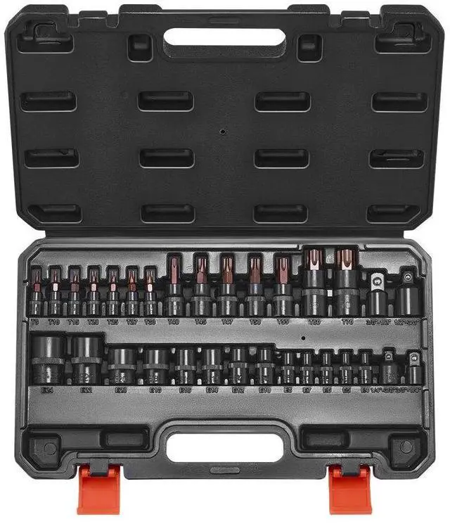 Alt view image 2 of 2 - VEVOR Torx Bit Socket and External Torx Socket Set 31-Piece T8-T70 and E4-E24 Steel