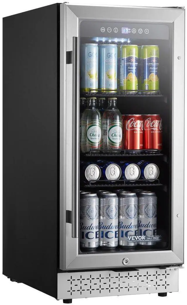 Alt view image 2 of 2 - VEVOR Beverage Refrigerator Cooler 88 Can Mini Soda Beer Cooler Fridge Glass Door