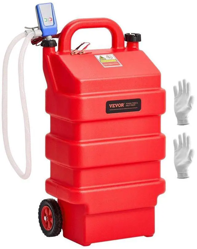 Main image of VEVOR Fuel Caddy, 16 Gallon, Portable Fuel Tank with 12V DC 2.5 GPM Electric Fuel Transfer Pump, 4 ft Delivery Hose & Auto-Stop Sensor Nozzle, Tank Adapters, Suitable for Diesel & Gasoline, Red