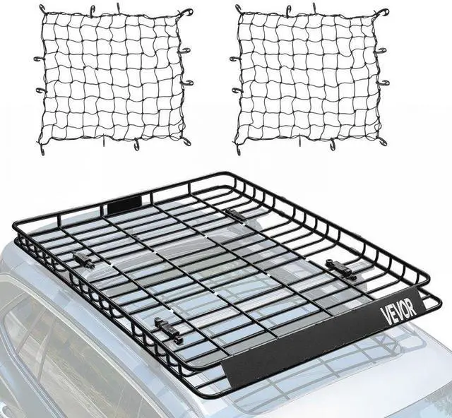 Alt view image 2 of 2 - Universal Roof Rack Cargo Carrier Basket 64x50x4.1 in Car Top Luggage Holder Net