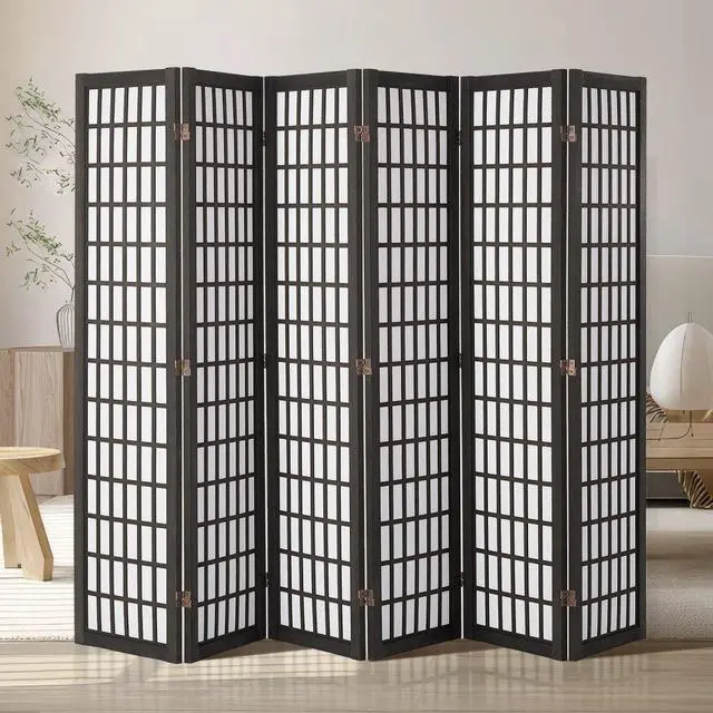Main image of VEVOR Room Divider, 6 Panel Japanese Room Divider, Folding Privacy Screen Indoor, Portable Partition Dividers and Decoration Screens, for Room Separation, Home, Office, Restaurant & Bedroom (Black)