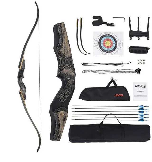 Main image of VEVOR Recurve Bow and Arrows Kit, 60 inch Wooden Takedown Bows, Right Handed Ergonomic Archery Recurve Bow Package, Longbow for Outdoor Target Training Practice Hunting, Beginners to Advanced, 35 lbs