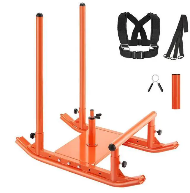 Main image of VEVOR Weight Sled, Steel Power Sled, Fitness Strength Training Sleds for Athletic Exercise Speed Improvement, Workout Fitness Equipment with Handle, Compatible with 1/2 in Weight Plates, Orange