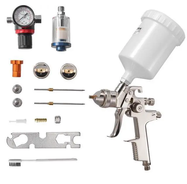 Main image of VEVOR LVLP Air Spray Gun, Gravity Feed Paint Sprayer Gun with 3 Nozzles (1.3/1.4/1.7mm), 600ml Capacity Automotive Paint Sprayer with Air Regulator for Furniture, Car Painting, Home Improvement