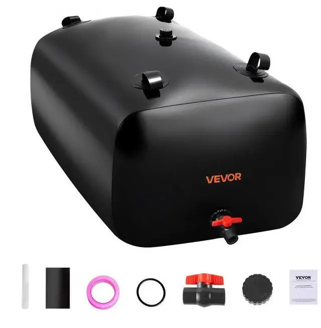 Main image of VEVOR Water Storage Bladder, 63.4 Gallon (240L) Water Storage Container Tank, 1000D PVC Large Capacity Soft Bag Bladder, Collapsible Portable for Garden Irrigation, Camping, RVs, Emergency Use - Black