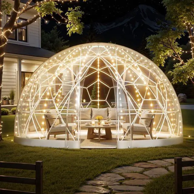 Main image of VEVOR Garden Dome Igloo, 9.5 x 5.7 ft Outdoor Clear Bubble Tent for 2-4 Person, Weatherproof Geodesic Dome Greenhouse  with Window, PVC Igloo Tent for Backyard Patios Camping Party Wedding