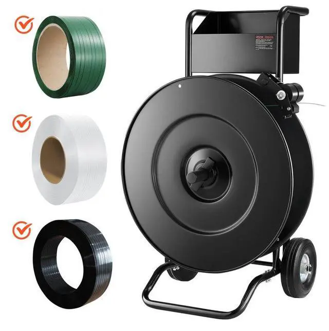Main image of VEVOR Banding Strapping Cart, Fit for PET / PP / Steel Strapping Coils with 8 or 16 inches Core Size, Heavy Duty Strapping Dispenser Equipped with Upgrade Drum Brake, Built-in Spacious Tray for Tools