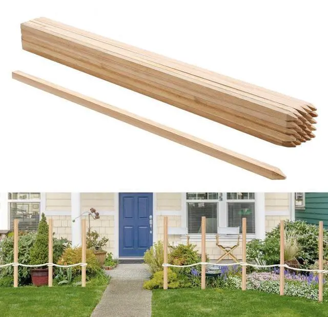 Main image of VEVOR Wooden Garden Stakes, 25 Pcs 48x0.75x0.75 in Survey Grading Stakes, Garden Ground Stake with Sharp Point, Fir Wood Plant Support Stake, Sign Posts for Silt Fence Backyard Boundaries Baselines