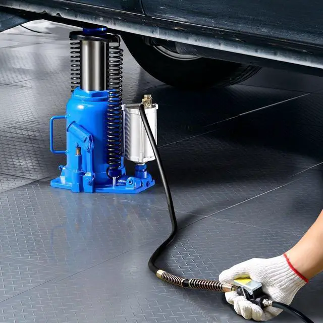 Main image of VEVOR Air Hydraulic Bottle Jack, 32 Ton (70546.9 lbs) Capacity, 10-16.3 Inch Lifting Range, Pneumatic/Manual Heavy Duty Welded Bottle Jack with Pump for Car, SUV, Pickup, Truck, RV, Auto Repair, Blue