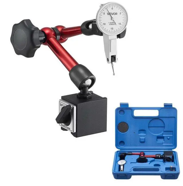 Main image of VEVOR Dial Test Indicator with Universal Magnetic Base and Storage Case, 0.0005 inch Accuracy, 0-0.03 inch Range, Micro Ball Handle for Narrow Area Measurement, Industrial Machining & Inspection