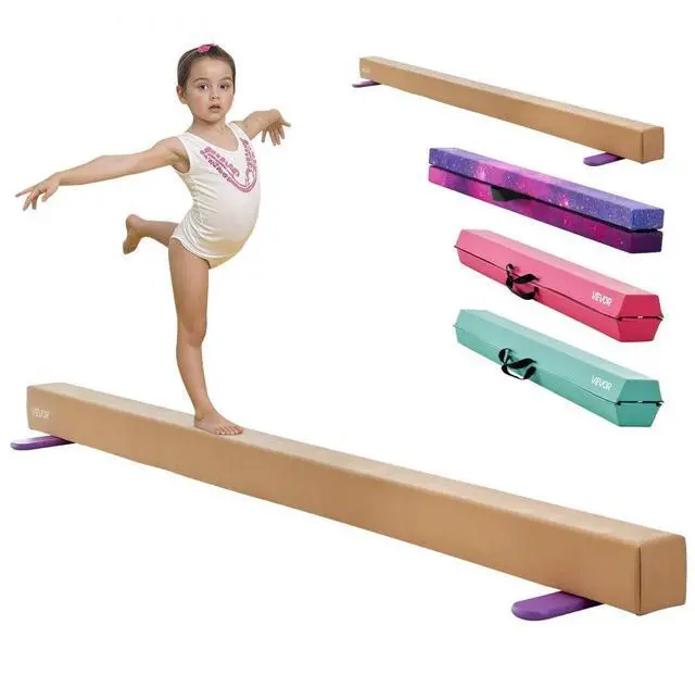 Main image of VEVOR 8FT Balance Beam for Kids, 350 LBS Stable Support Gymnastics Floor Beam with Non-Slip Wooden Mats, Wood-Core Gymnastics Training Equipment with Anti-Slip Bottom for Home and Gym, Yellow