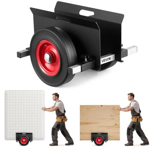 Main image of VEVOR Panel Dolly, 1000 lbs Load Capacity, Drywall Mover with 10 Inch Rubber Wheels Fits Different Terrain, Adjustable Clamp Panel Cart for Steel Panels, Mattress, Doors and Drywall Sheet, Black