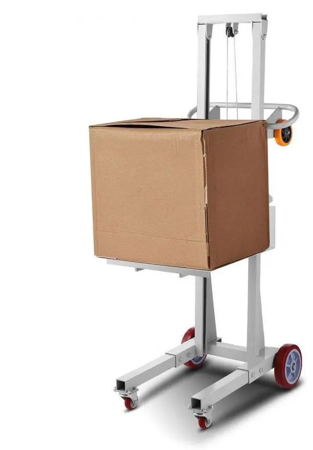 Main image of VEVOR Material Lift Winch Stacker, 400 lbs Capacity Pallet Truck Dolly, 51.1 in Max Lifting Height Manual Winch Stacker, Multifunctional Manual Pallet Truck Stacker with Wheels and Adjustable Plate