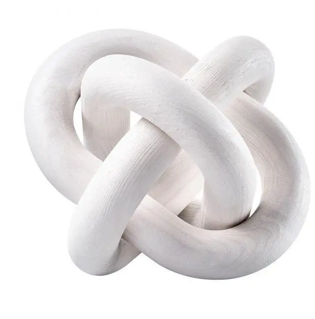 Main image of VEVOR Wood Chain Link Decor, 3 Link, Hand Carved Wooden Knot Decor, Coffee Table Decoration Modern Shelf Accents, Decorative Objects for Home Living Room Bedroom Entryway Farmhouse Bookshelf, White