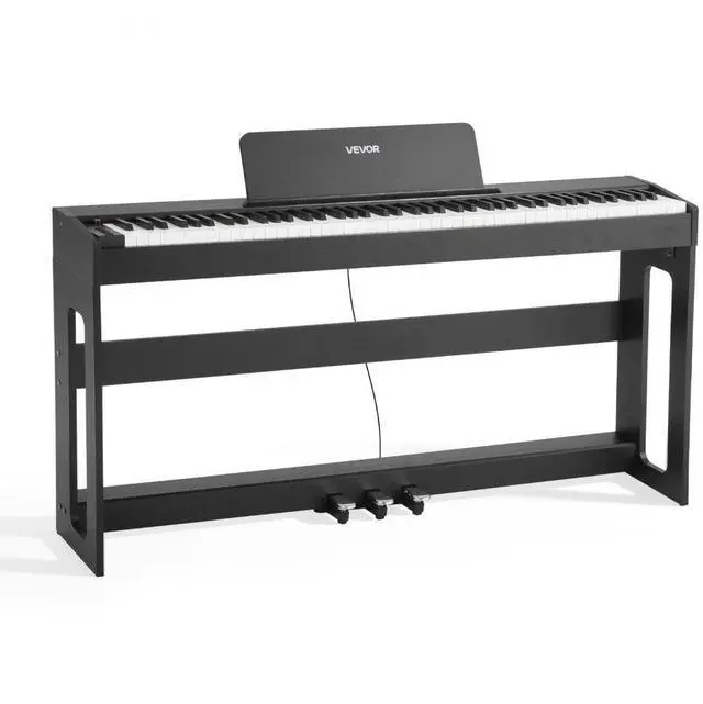 Main image of VEVOR Weighted Digital Piano, 88 Keys Fully Weighted, Electric Piano Keyboard with Furniture Stand, Power Adapter, Triple Pedal, Record Function, 280 Tones, Wireless Connection, for Beginners, Black