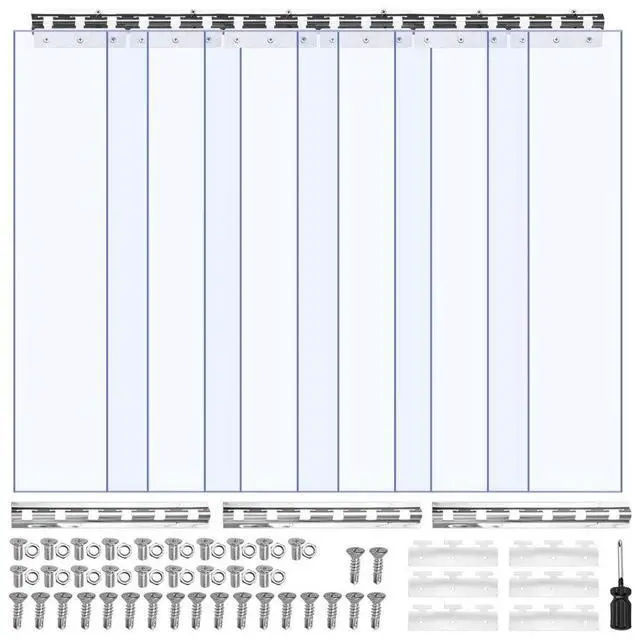 Main image of VEVOR Clear PVC Strip Curtain, 84 in Height x 36 in Width x 0.08 in Thickness, 6 PCS Walk in Freezer Cooler Curtain Strips, Thermal Insulating Plastic Door Strips for Warehouse, Freezer, Garage Doors