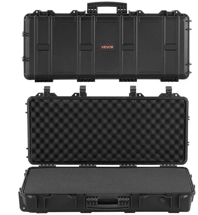Main image of VEVOR Hard Rifle Case, Lockable Rifle Case with 4 Layers Pre-cut Foams, 36 in Gun Storage with Wheels, IP67 Waterproof & Dustproof Pistol Storage Cases for Rifles, Shotguns, Airsoft Guns, Black