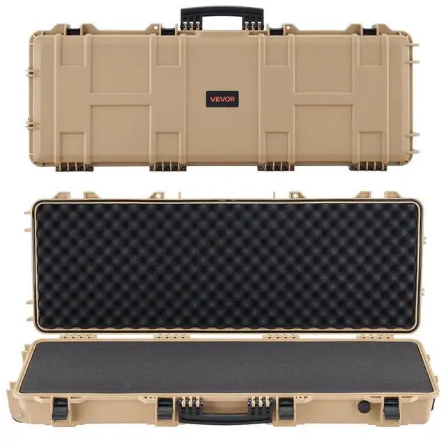 Main image of VEVOR Hard Rifle Case, Lockable Rifle Case with Pre-cut Foams, 42 in Movable Gun Storage with Wheels, IP67 Waterproof & Dustproof Pistol Storage for Rifle, Shotgun, Airsoft Gun, Khaki