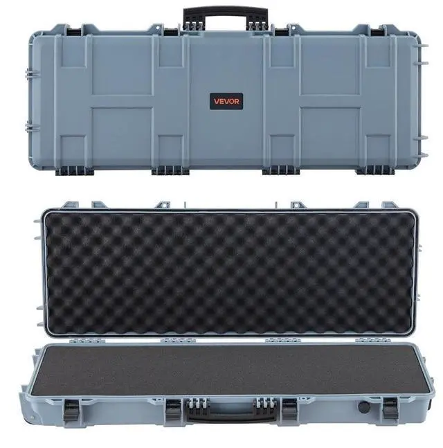 Main image of VEVOR Hard Rifle Case, Lockable Rifle Case with Pre-cut Foams, 42 in Movable Gun Storage with Wheels, IP67 Waterproof & Dustproof Pistol Storage for Rifle, Shotgun, Airsoft Gun, Grey