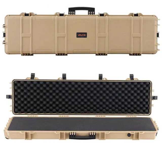 Main image of VEVOR Hard Rifle Case, Lockable Rifle Case with Pre-cut Foams, 50 in Movable Gun Storage with Wheels, IP67 Waterproof & Dustproof Pistol Storage for Rifle, Shotgun, Airsoft Gun, Khaki