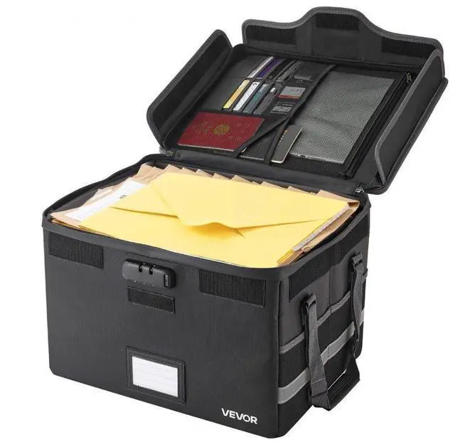 Main image of VEVOR Fireproof Document Box, 1832  Heat Insulated Fireproof & Waterproof Box with Lock, Portable File Storage Security Organizer Home Office Travel Use, for Passports, Important Documents & Files