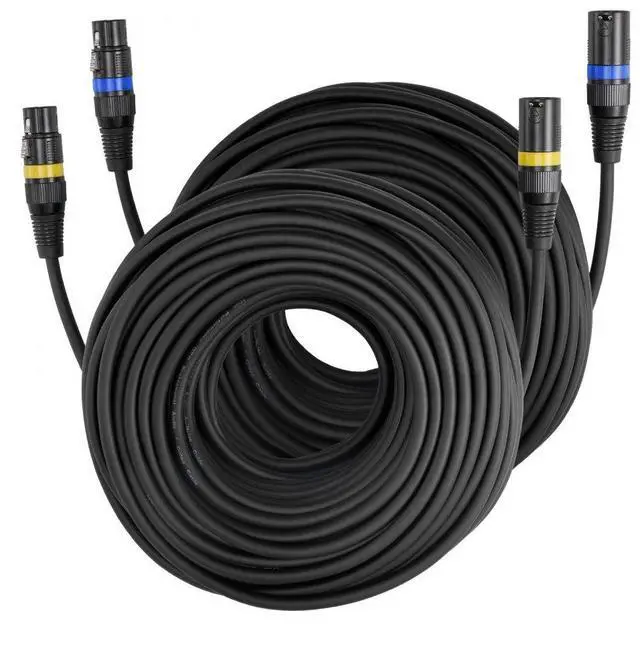 Main image of VEVOR XLR Cable 100 ft, 2 Pack, Shielded Balanced DMX Male to Female Microphone Cables, Gold-Plated 3-Pin XLR Mic Speaker Cord Wires, for Stage Lighting, Microphones, Amplifier, Mixer, Speaker Systems
