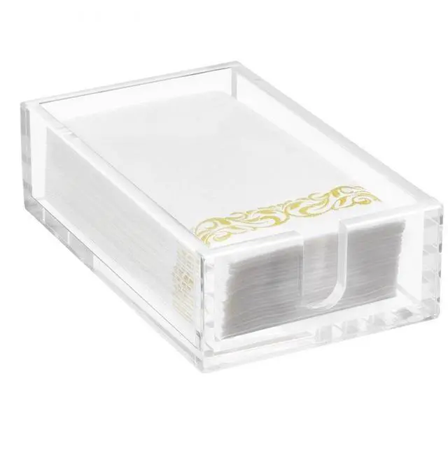 Main image of VEVOR Acrylic Napkin Holder, 9.1 x 5.5 x 2.6 inch, Clear Bathroom Guest Towel Storage Tray with U-Shaped Opening, Disposable Paper Towel Holder for Bathroom Kitchen Parties Weddings & Various Events