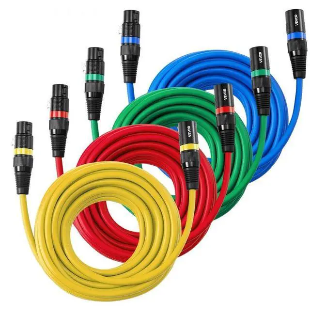 Main image of VEVOR XLR Cable 25 ft, 4 Pack, Shielded Balanced DMX Male to Female Microphone Cables, Gold-Plated 3-Pin XLR Mic Speaker Cord Wires, for Stage Lighting, Microphones, Amplifier, Mixer, Speaker Systems