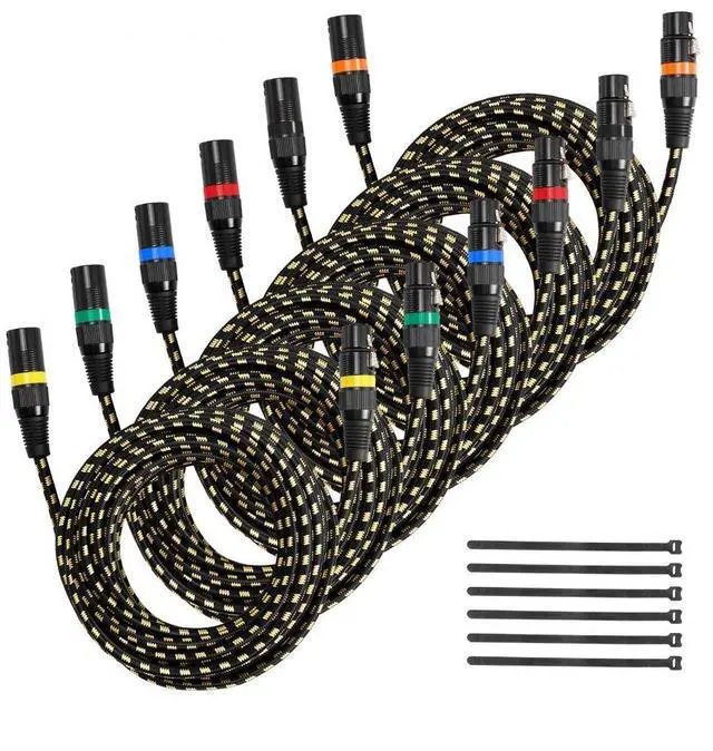 Main image of VEVOR XLR Cable 25 ft, 6 Pack, Shielded Balanced DMX Male to Female Microphone Cables, Gold-Plated 3-Pin XLR Mic Speaker Cord Wires, for Stage Lighting, Microphones, Amplifier, Mixer, Speaker Systems