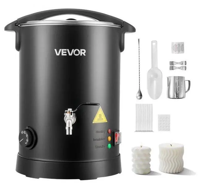 Main image of VEVOR Wax Melter for Candle Making, 8.5 Qts, Fast and Even Heating, with Easy Pour Spout and Temperature Control, Hourglass Base for Non-Stick Smooth Flow, Wax Melting Pot for Making Candles Soaps