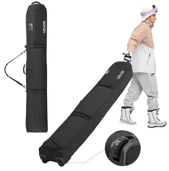 Main image of VEVOR Ski Roller Bag, Up to 74.8 in/190 cm, Padded Snowboard Bag with Wheels for Air Travel, 600D Waterproof Oxford Fabric, with Adjustable Straps, for Skis Poles Goggles Gloves Helmet Boots (Black)
