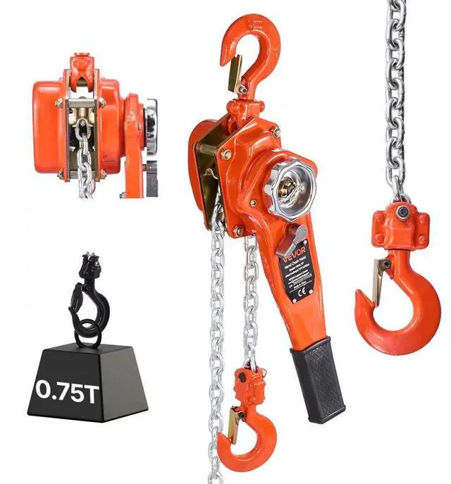 Main image of VEVOR Manual Lever Chain Hoist, 3/4T 1650LBS Capacity Heavy Duty Come Along, 20FT Lift G80 Alloy Steel Chain With Dual Pawl Mechanical Brake,360°Rotating Hooks, for Warehouse Construction Garage