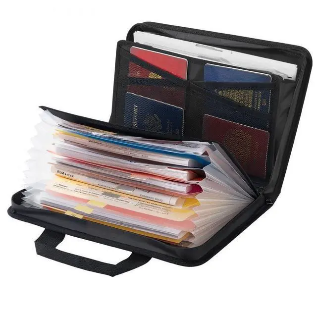 Main image of VEVOR Fireproof Document Bag, 1832  Heat Insulated Fireproof & Waterproof Bag, Portable Multi-Layer File Storage Security Organizer Home Office Travel Use, for Passports, Important Documents, Files