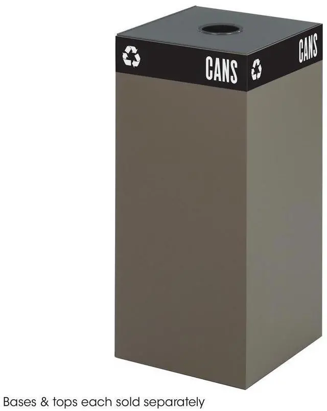 Alt view image 2 of 2 - Public Recycling Container, Square, Steel, 31gal, Brown