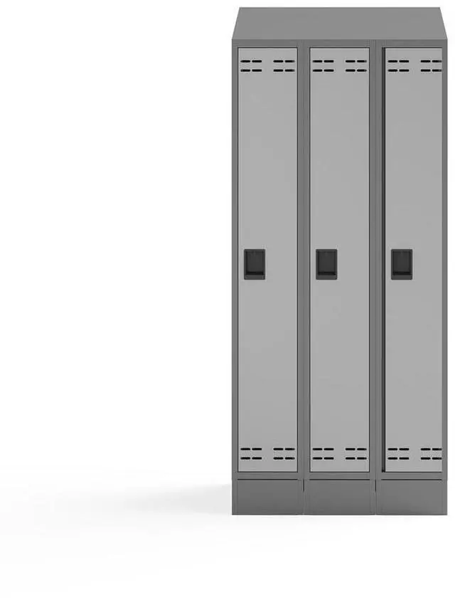 Alt view image 2 of 3 - Triple Continuous Metal Locker Base Addition 35"W x 16"D x 5.75"H - Gray