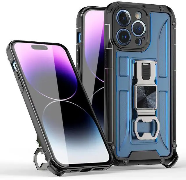 Alt view image 2 of 2 - Kickstand Ring Holder/Bottle Opener with Magnetic Car Mount for IPHONE 14 PRO MAX In  Blue