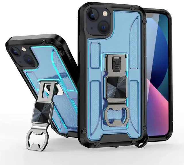 Main image of Kickstand Ring Holder/Bottle Opener with Magnetic Car Mount for APPLE IPHONE 13 In Blue