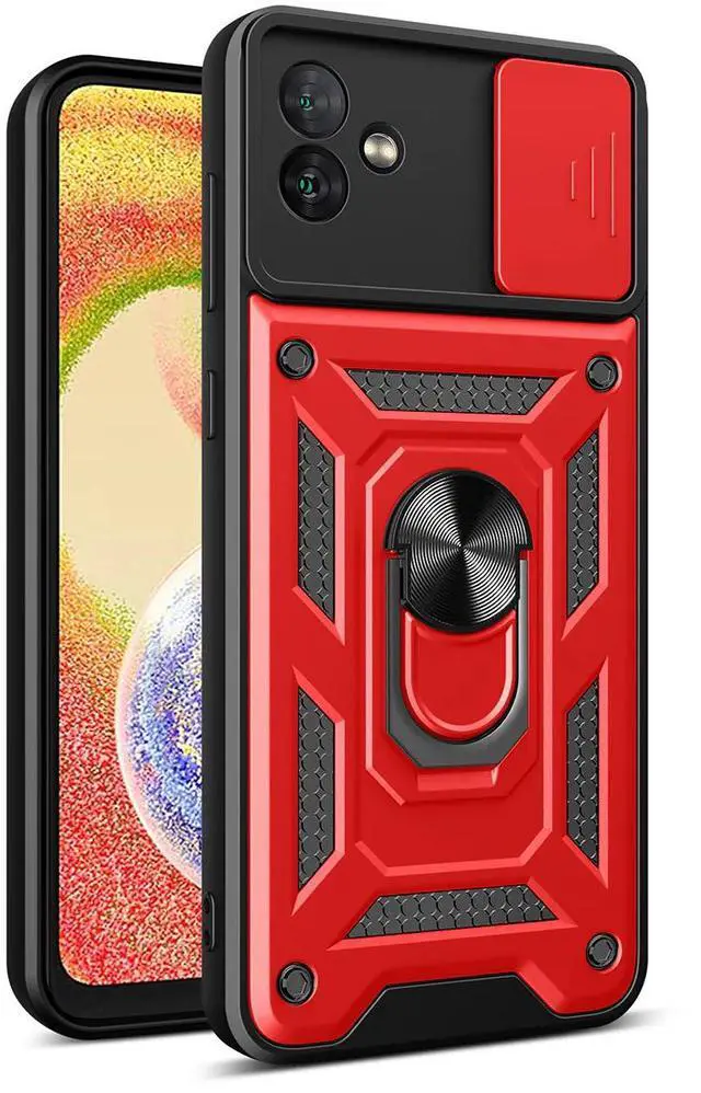 Main image of Kickstand Ring Holder with Slide Camera Cover TPU Magnetic Car Mount for GALAXY A04  In Red