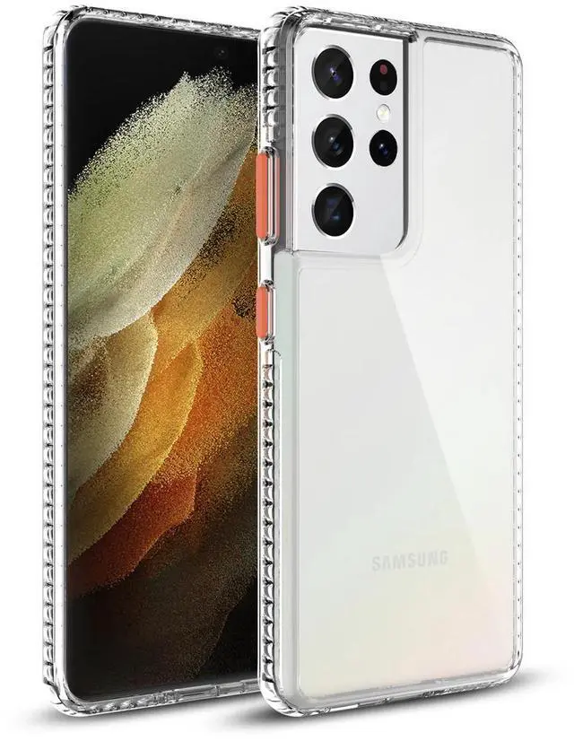 Main image of TPU Bumper Shockproof Case With Embedded Coil In BlackSAMSUNG GALAXY S21/S30 ULTRA In Clear Orange