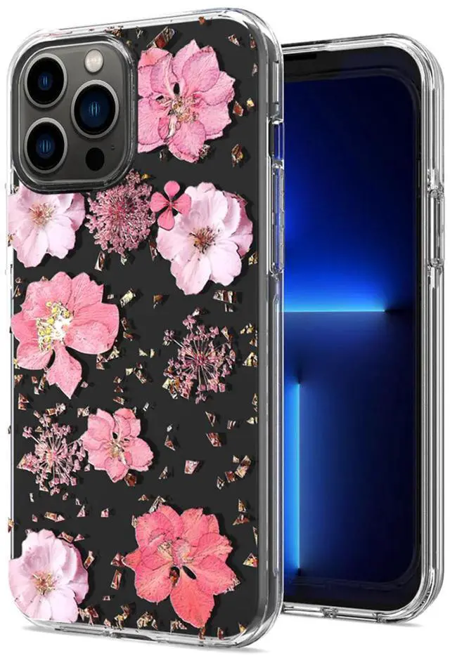Main image of Pressed dried flower Design Phone case For iPhone 13 Pro Max In Pink