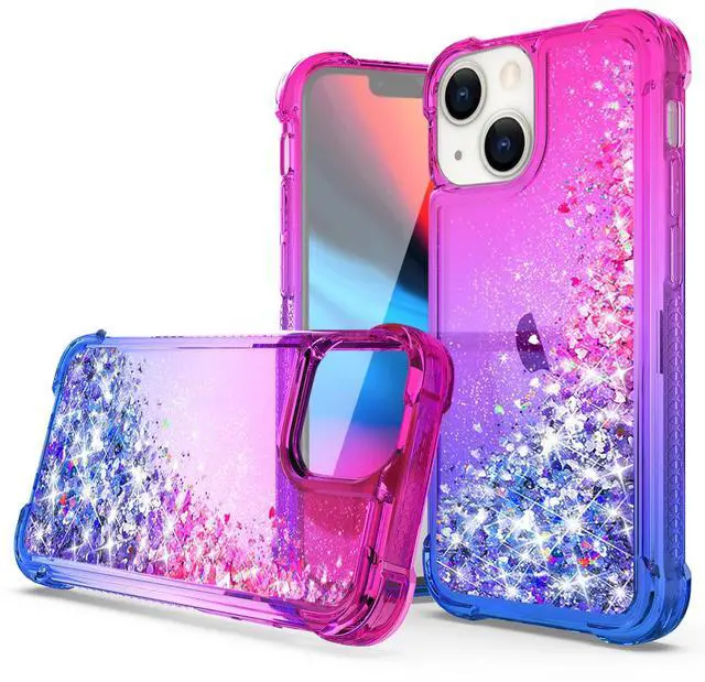 Main image of Shiny Flowing Glitter Liquid Bumper Case For APPLE IPHONE 13 In Pink