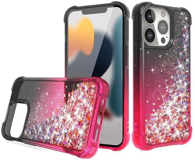 Main image of Shiny Flowing Glitter Liquid Bumper Case For APPLE IPHONE 13 PRO In Black