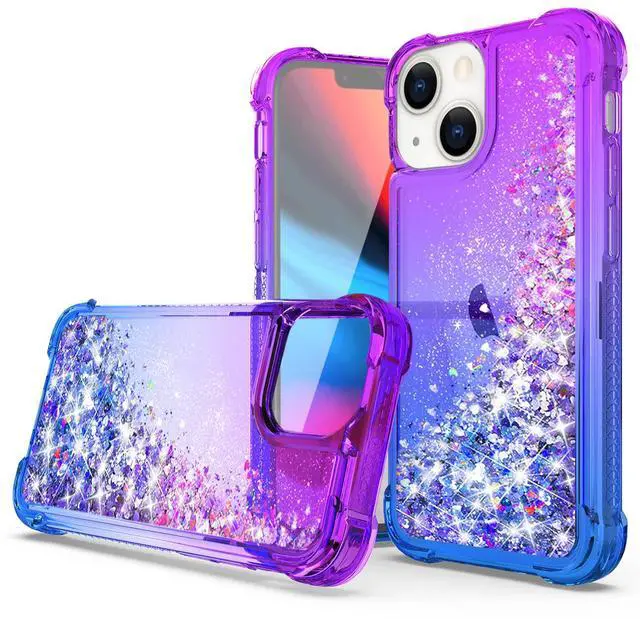 Main image of Shiny Flowing Glitter Liquid Bumper Case For APPLE IPHONE 13 In Purple