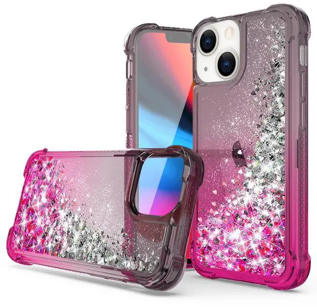 Main image of Shiny Flowing Glitter Liquid Bumper Case For APPLE IPHONE 13 In Black